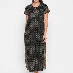 AV2 Blue Printed Cotton Maxi Nightdress-image-85
