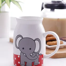 CLAY CRAFT White & Grey Printed Ceramic Mugs 320 ml-46