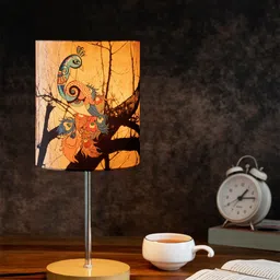KOLOROBIA Off-White & Blue Printed Quirky Table Lamp with Shade image 3