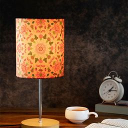 KOLOROBIA Peach-Coloured & Green Printed Quirky Buffet Table Lamp with Shade image 5