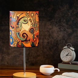 KOLOROBIA Blue & Yellow Printed Traditional Buffet Table Lamp with Shade image 3