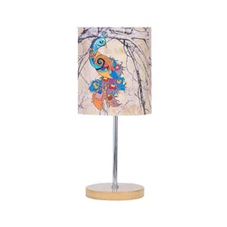 KOLOROBIA Off-White & Blue Printed Quirky Table Lamp with Shade image 4