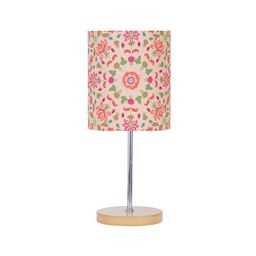 KOLOROBIA Peach-Coloured & Green Printed Quirky Buffet Table Lamp with Shade image 2