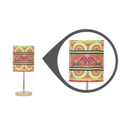 KOLOROBIA Orange & Green Printed Quirky Buffet Table Lamp with Shade image 4