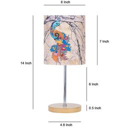 KOLOROBIA Off-White & Blue Printed Quirky Table Lamp with Shade image 5