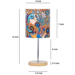 KOLOROBIA Blue & Yellow Printed Traditional Buffet Table Lamp with Shade image 5