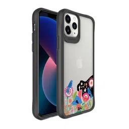 DailyObjects Black & Blue Floral Printed iPhone 11 Pro Back Case-picture-49