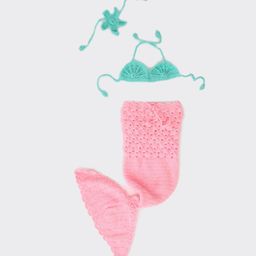 Woonie Infant Girls Mermaid Tale Costume Photo Prop Set-3