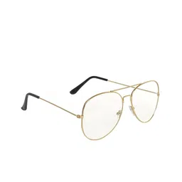 CRIBA Unisex Clear Lens & Gold-Toned Aviator Sunglasses with UV Protected Lens-9