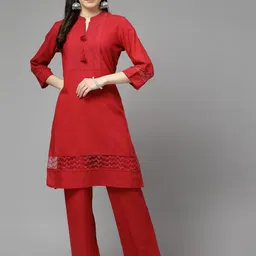 Nayam By Lakshita Women Ethnic Motifs Yoke Design Regular Pure Cotton Kurta with Palazzos-picture-33