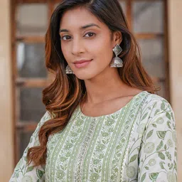 KALINI Ethnic Motifs Printed Regular Straight Gotta Patti Pure Cotton Kurta With Trousers-picture-46