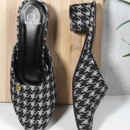 Carlton London Printed Round Toe Block Mules-53