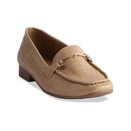 ERIDANI Women Textured Embellished Round Toe Loafers-6