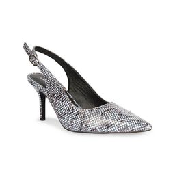 Saint G Printed Pointed Toe Leather Kitten Heeled Pumps-52