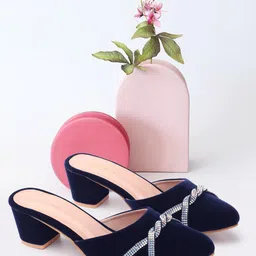 ICONICS Pointed Toe Embellished Party Block Mules-13