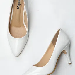 SAPATOS White Solid Pumps-image-1