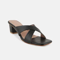 Mast & Harbour Black Open Toe Block Heels image 2