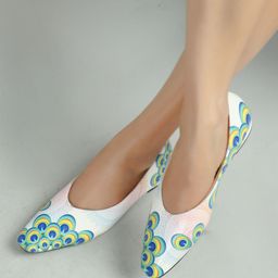 Denill Printed Pointed Toe Comfortable Block Heeled Pumps-41