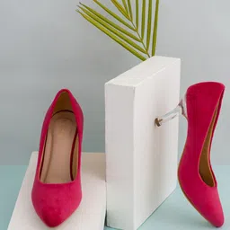 Shezone Red Suede Block Pumps-12