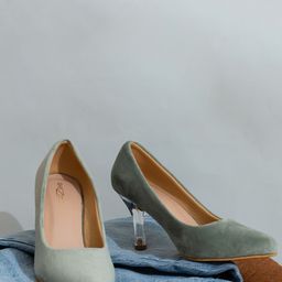 Shezone Sea Green Suede Pumps-picture-28