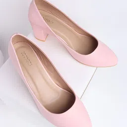 ICONICS Pink Work Solid Block Pump Heels-13