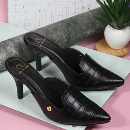 Carlton London Textured Pointed Toe Slim Heeled Pumps-52