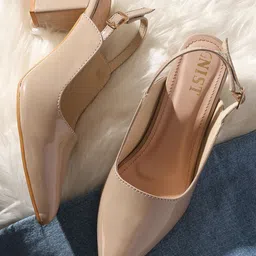 GNIST Pointed Toe Block Heeled Pumps-5