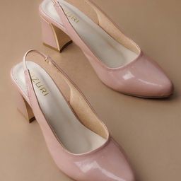 Ozuri Pointed Toe Backstrap Block Heel Pumps-8
