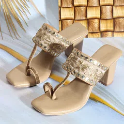 Anouk Ethnic Embellished One-Toe Block Heels-8