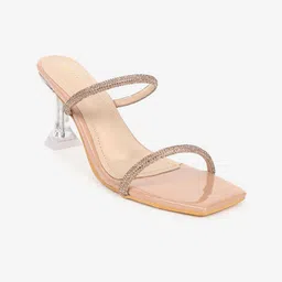 AXIUM Embellished Party Two Strap Block Heels-16