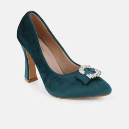 DressBerry Women Embellished Velvet Party Block Pumps-23