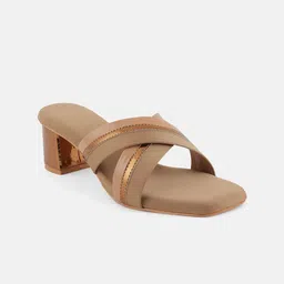 Mast & Harbour Gold-Toned Open Toe Block Heels image 5