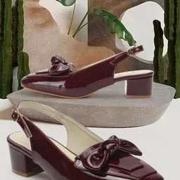 ELLE Bow Detailed Block Heel Pumps-24