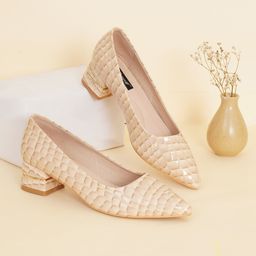 Sherrif Shoes Textured Block Pumps Heels-56