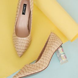Sherrif Shoes Women Beige Party Block Pumps-18