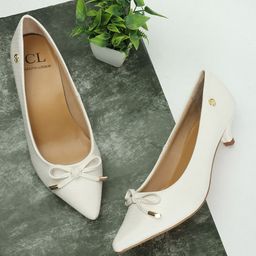 Carlton London Textured Bow Detail Kitten Heel Pumps-picture-13
