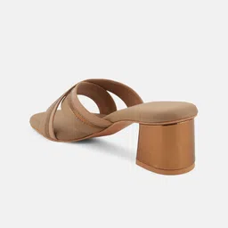 Mast & Harbour Gold-Toned Open Toe Block Heels image 3