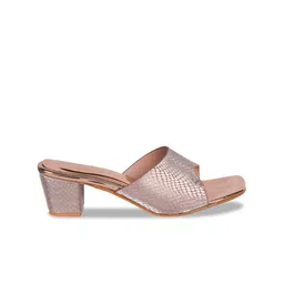 XE Looks Textured Open Toe Block Heels image 3