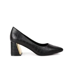 London Rag Textured Pointed Toe Block Heel Pumps image 3