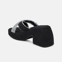 EVERLY Textured Embellished Open Toe Block Heels image 3