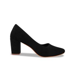 Try Me Pointed Toe Suede Block Pumps image 2