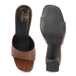 Sole Saga Textured Open Toe Block Heels image 3