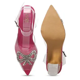 GNIST Embellished Peep Toe Party Block Heels With Ankle Loop image 2