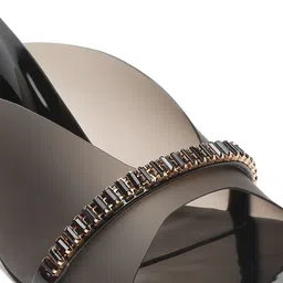pelle albero Embellished Open Toe Block Heels image 5