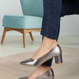 ELLE Textured Party Block Pumps image 5