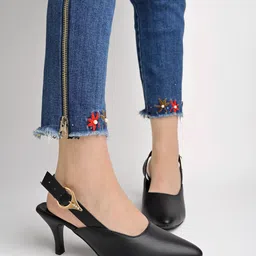 Stylestry Pointed Toe Kitten Heel Pumps-40