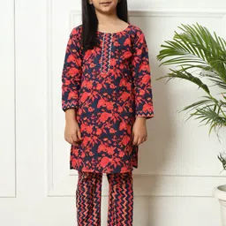 Readiprint Fashions Girls Floral Printed Gotta Patti Pure Cotton Kurta with Palazzo-picture-21