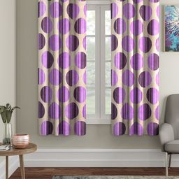 Cortina Purple & Beige 2 Pieces Geometric Window Curtains-image-35