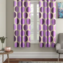 Cortina Purple & Beige 2 Pieces Geometric Printed Window Curtains-picture-41