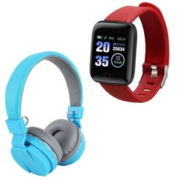 TechKing (Special with 12 Years Warranty Comfortable On-Ear Bluetooth Wireless Headphone, Bluetooth D116 SmartWatch with Heart Rate Monitor-RED image 1
